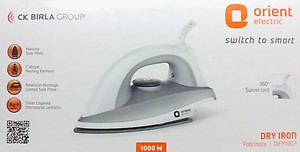 Orient Electric Fabrimate DIFM10GP 1000-Watt Dry Irons (White/Grey) price in India.