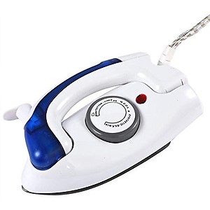 ONTRIP Travel Plastic Folding Handel Portable Powerful Mini Electrical Palm Size Steam Iron Press with Teflon Base Plate (White) price in India.