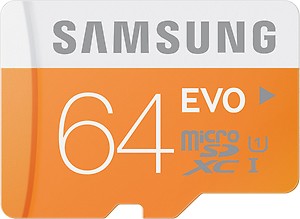 Samsung EVO 64 GB Class 10 Micro SDXC Memory Card (Orange) price in India.