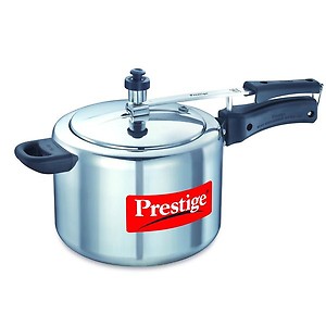 Prestige Nakshatra Plus Flat Induction Base Aluminium Inner Lid Pressure Cooker, 5 Litres, Silver, 5 Liter price in India.