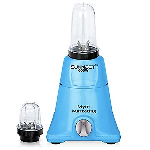 SilentPowerSunmeet 600-watts Nexon Mixer Grinder with 2 Bullet jars (350ml and 530ml) BlueSilver TA05 price in India.