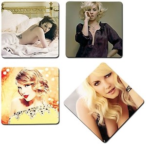Bluegape Hollywood Actresses Coaster(set of 4) and Holder price in India.