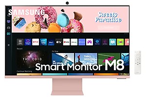 Samsung 32-Inch(80Cm) 3840 X 2160 Pixels M8 4K UHD Smart Monitor, Wireless Webcam, Type-C, Smart TV apps, TV Plus, Office 365, Dex, Apple Airplay, BT, IOT, Speakers, Remote (LS32BM80PUWXXL, Pink) price in India.