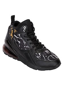 black synthetic sport shoes