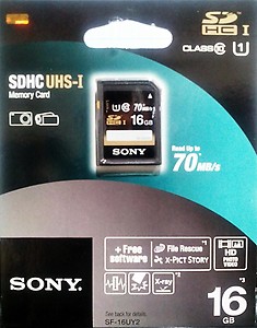SONY UHS I 16 GB Ultra SDHC Class 10 70 MB/s Memory Card price in India.