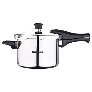 Bergner Argent Elements Triply 1.5 L Pressure Cooker with 3 Safety System and Pressure Indicator, Steam Safety lock Handle>Gasket Pressure Release>Safety Valve, Ideal for Singles/ Baby Food, Cook Rice/Vegetables/Stews/Curry/Meat, 5 Year Warranty price in India.