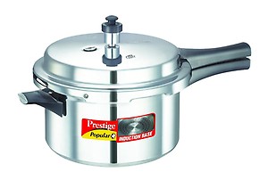 Prestige Popular Plus Induction Base Outer Lid Aluminium Pressure Cooker, 4 Litres, Silver price in India.