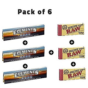 OutonTrip Elements KS Slim Rolling paper + Raw Wide & Perforated Filter Tips - Set of 6 price in India.