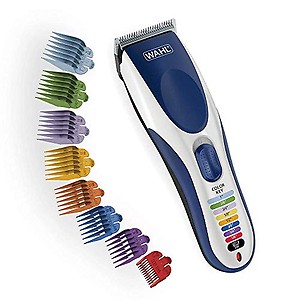 Wahl 09649-024 Cord/Cordless Color Pro Hair Clipper for Men; 60 Minutes run time; LED charging indicator; Easy match Colour coded guards, Blue
