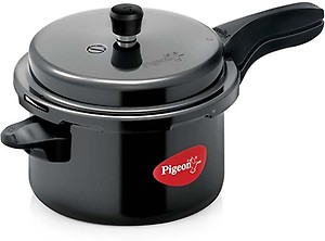 Pigeon by Stovekraft Titanium Induction Base Inner Lid Hard Anodised Aluminium Pressure Cooker, 5 litres, Black, Standard (12422) price in .
