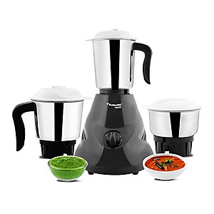 Butterfly Hero 500 Watts Mixer Grinder with 3 Jars | Stainless Steel Multipurpose Jars | ABS Body | Motor Overload Protection | 1 Year Manufacturer's Warranty | Grey price in India.