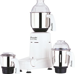 Preethi Eco Plus MG-138 110V, 550 Watt Mixer Grinder with 3 Jars (0.4L Chutney grinding Jar + 1.0L dry grinding Jar + 1.5L Wet grinding Jar, Stainless Steel) with 5 Yrs Motor warranty, White price in India.