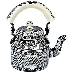 Kaushalam Hand Painted Aluminium Kettle Indian Tea Pot Designer Kettle for Décor Handcrafted Kettle for Home Restaurant Décor Gift for Mom, 750ml price in India.