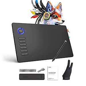 VEIKK A15 Graphics Drawing Pen Tablet 10x6 Inch with Battery-Free Passive Stylus and 12 Shortcut Keys?20 Nibs and 1 Artist Glove Support Windows Mac Android Mobile, Tilt Pressure (Blue) price in India.