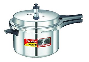 Prestige Popular Plus Induction Base Outer Lid Aluminium Pressure Cooker, 5.5 Litres, Silver price in India.