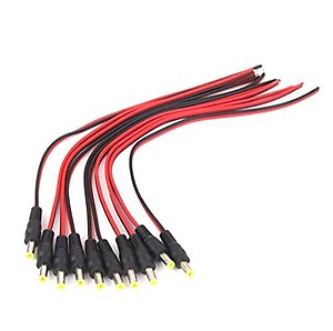 Technotech 10Pack 10 Inch 30Cm 2.1 X 5.5Mm Male Dc Power Pigtail Connectors for CCTV Surveillance Camera (Dc Pin) - Black price in India.