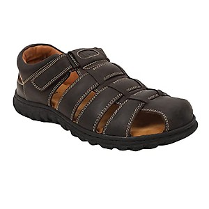 UC5 Men's Leather Closed Fisherman Sandal with Memory Foam (Coffee Brown, numeric_9)