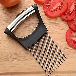 Meetzone Onion Holder, Dreamiracle Onion Slicer Cutter Vegetable Chopper with Stainless Steel Soap Odor Remover Perfect for Potato, Tomato, Meat Steel (1pcs/Multicolour) price in India.