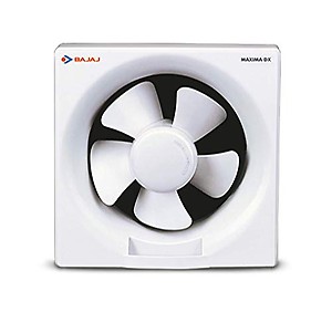 Bajaj Maxima DLX 150 MM Exhaust Fan For Kitchen & Bathroom| Strong Air Suction, RustProof Body & DustProtection BackShutters|Voltage Protection|100% Copper Motor| 2-Yr Warranty| Window Mounting| White price in India.