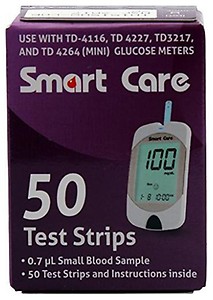 SMARTCARE Blood Glucose Test Strips - 50 Count | Simple & Painless Sugar Testing for Accurate Results | Easy to Use Strips for Convenient Monitoring price in India.