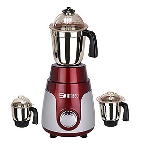 Sunmeet 600watt Mixer Grinder with 3 Stainless Steel Jar (Red Silver) MA2019 Make in India (ISI Certified) price in India.