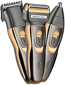 Bamchak GEMY-GM595 Shaver beard trimmer nose ear hair 3 in 1 wireless zero machine grooming kit system (Multi-color) price in India.
