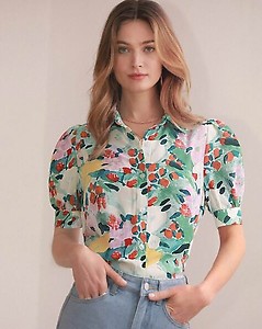 Fery London Floral Print Spread-Collar Shirt