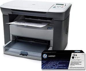 HP LaserJet M1005 MFP Multi-function Monochrome Laser Printer (Black Page Cost: 3 Rs.)  (White, Black, Toner Cartridge) price in India.