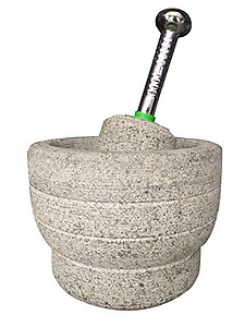 EZAHK Square Model Stone Mortar and Pestle Set, Okhli Masher, Khalbatta, Grinder Mixer for Spices, Kitchen, Home and Herbs (4.5 inch) - Grey price in India.