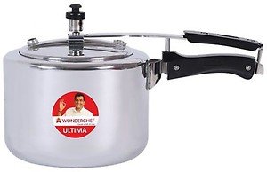 Wonderchef Easy Lock Stainless Steel Outer Lid Pressure Cooker | 3 Litre | Induction Compatible | Tri-Ply Bottom | 5-Year Warranty | Free Glass Lid | Silver price in India.