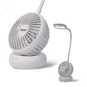 WOZIT Rechargeable Modern Design 3" Table Desk Fan with Eye-caring LED Study Table Lamp, 3 Speed Fan Control, 3 Levels Dimming Study Lamp, 7 Blade High Speed Desk Fan (White, Pack of 1) price in India.
