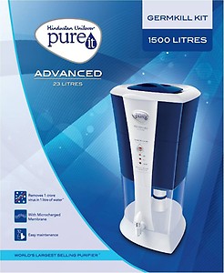 HUL Pureit Germkill kit for Advanced 23 L Water Purifier - 1500 L Capacity, Sand, Multicolour price in India.