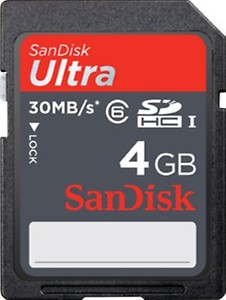 SanDisk Ultra 4 GB SDHC Class 6 30 MB/s Memory Card price in India.