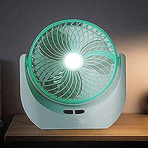 Zemic Table Fan, Table Fan High Speed, Powerful Rechargeable 1.5 Watts Table Fan with 21 SMD LED Light, Table Fan for Home, Table Fans, Table Fan for Office Desk, Table Fan For Kitchen - Green price in India.