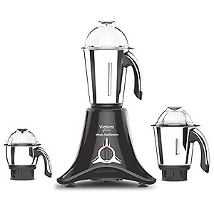 Vidiem Mixer Grinder 519 A VSTAR Chrome (Black) | Mixer Grinder 750 Watts with 3 Leakproof Jars with self-lock,for wet & dry spices,chutneys & curries |5 Years Warranty | mixie grinder price in India.