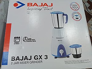 Bajaj Gx 3 , 2 Jar Mixer Grinder , White & Blue Colour price in India.