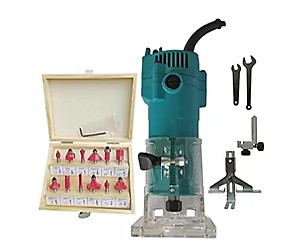 XtremeFast Electric Wood Trimmer Machine Size 6mm 500W with 12pcs Router bit 6mm for Wood Working Rotary Tool(6 mm)