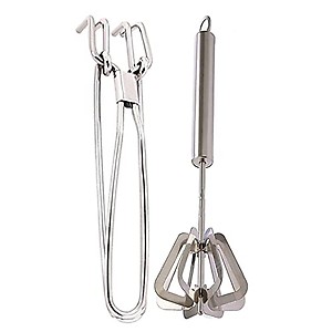 DreamBasket Stainless Steel Pakkad/Utility Tong & Mathani/Power Free Hand Blender for Kitchen Tool price in India.