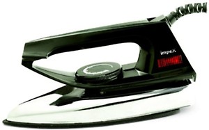 Impex Dry Iron Box 750 W Showy Light Weight, Shock Proof Iron Box with Temparature adjustments, Suitable for 6 Cloth types, 2 Years Warranty (Black) price in India.