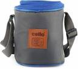 CELLO MF Hot Wave Microwaveable Lunch Box | Stainless Steel Inner | Leather Carry Pouch | Office | School | 2-Units, (Capacity - 225ml & 375ml), Blue price in India.