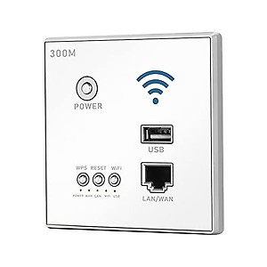 Qingyuan 300Mbps in-Wall Wirel Router AP Acc Point WiFi Router LAN Network Switch WiFi AP Router with WPS Encryption USB So et Gold price in India.