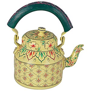 Kaushalam Hand Painted Kettle for Decoration Indian Ethnic Teapot Cutting Chai Kettle Handicraft Tea Kettle Decorative Metal Teapot Showpiece, 1000ml price in India.