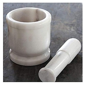 JMH Marble Mortar and Pestle Set for Grinding Small Spices and Medicines(3-inch)