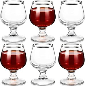 Ash & Roh® - Brandy Glass Transparent Crystal Wine Glasses Short Brandy Glasses (100 ML) (Set of 6)