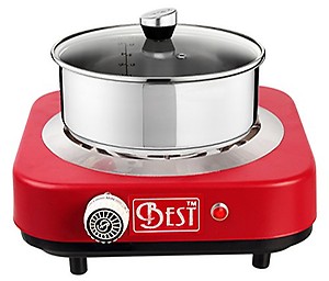 Vintage Powder Coated Iron 1000Watts Thermostat and Indicator G-Coil Hot Plate Induction Cooktop, Textured Red, 11X26X23 (Hxlxw in Cm) price in India.
