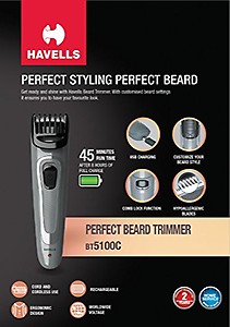 HAVELLS BT5100C Trimmer 45 min Runtime 4 Length Settings  (Multicolor) price in India.