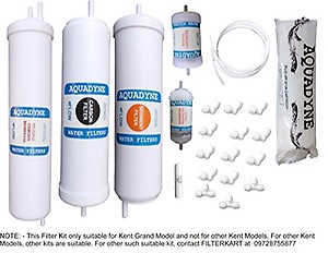 Aquadyne Filter Service for Kent Grand/Kent Grand+ with Installation Guide & Video Guided Installation Support, 1- Piece, White price in India.