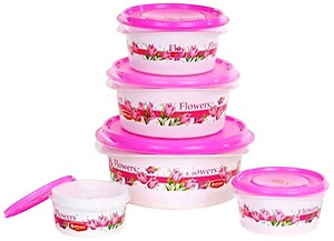 Home Creations Virgin Plastic Crown Microwave Safe Containers, (25 Cm x 20 Cm x 18 Cm, Set of 5) price in India.