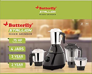 Butterfly Stallion Mixer Grinder, 750Watts, 4jars, 5years Motor Warranty, Ink Blue, Stainless Steel price in India.