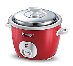 Prestige Delight Electric Rice Cooker Cute 1.8-2 700 watts with 2 Aluminium Cooking Pans (1.8 Liters, Red) price in India.